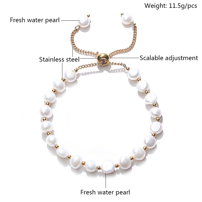 15g Weight Bracelets Classification 1 Piece Quantity Sweet Round Freshwater Pearl Steel Chain Bracelets