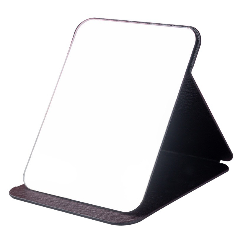 Espejo plegable al por mayor de escritorio de cuero PU de alta apariencia espejo cosmético portátil plegable