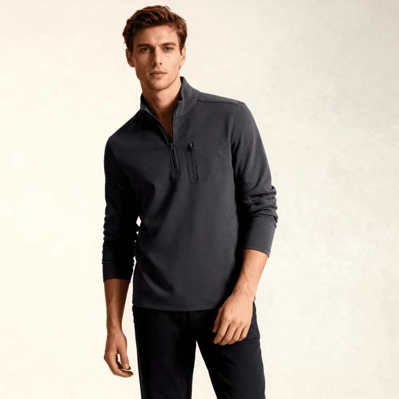 Outdoor Spring & Fall Stand Collar Half Zipper Travel Mountaineering Men's Polo Light Business