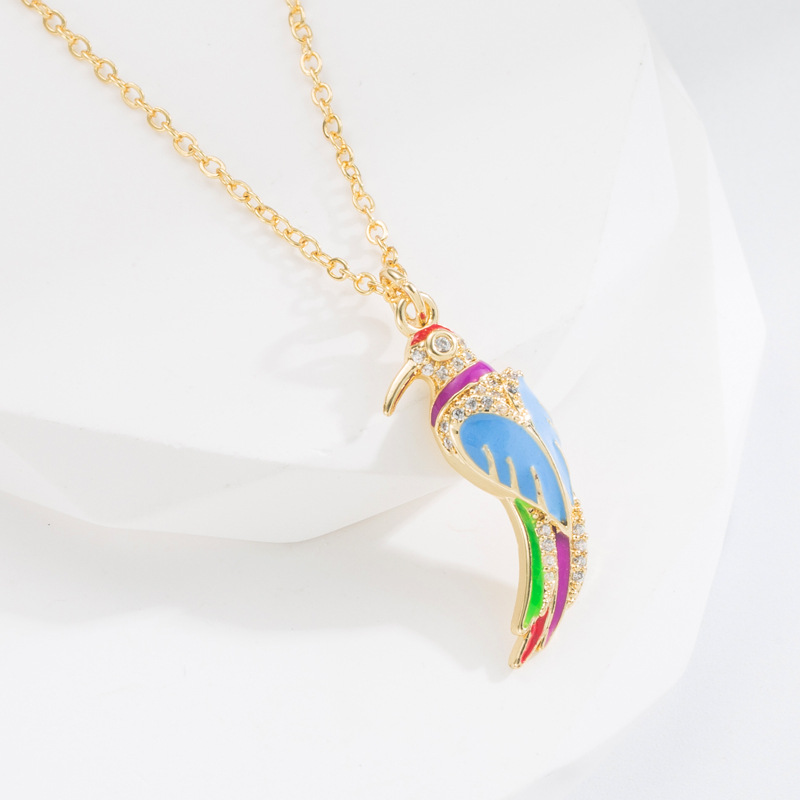 Fashion Butterfly Bird Copper Pendant Necklace Gold Plated Zircon Copper Necklaces