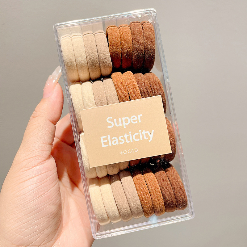 Lazo del pelo banda de goma venta al por mayor en caja niñas alta Cola de Caballo cabeza cuerda banda de goma cubierta de cuero nuevo color Banda de pelo cuerda de pelo