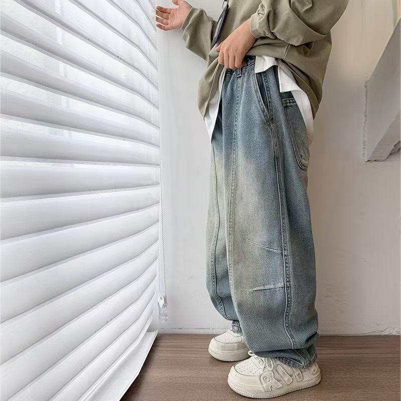 儿童装男童牛仔裤2025新款洋气男孩长裤宽松春秋季中大童帅气裤子|undefined