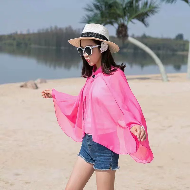 Плотная шифоновая fashionable накидка, для импорта, защита от солнца