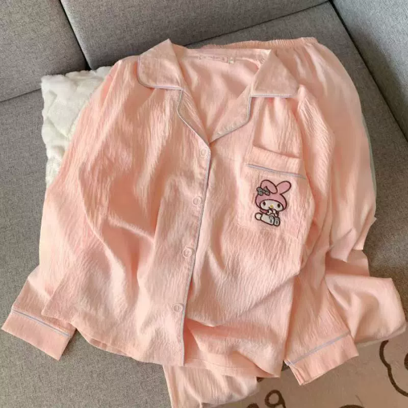 Прямые продажи с фабрики, пижамы с длинными рукавами из мятой хлопчатобумажной ткани для женщин, весенне-осенний комплект милой принцессы в японском стиле, комплект домашней одежды