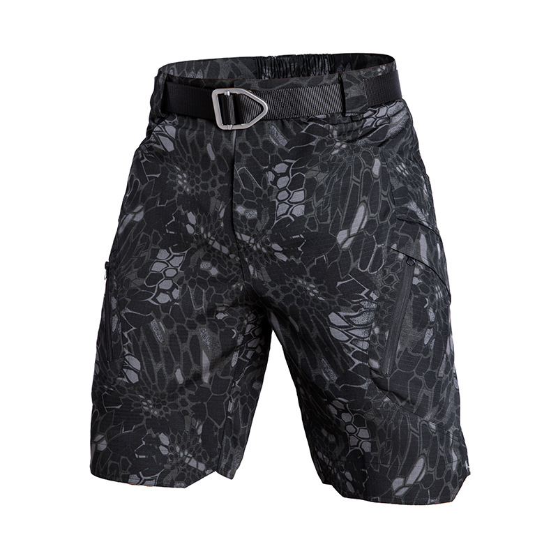 Venta directa de fábrica pantalones cortos resistentes al desgaste a prueba de agua IX9, monos multibolsillos, pantalones tácticos de cinco puntos, pantalones de entrenamiento de camuflaje de verano