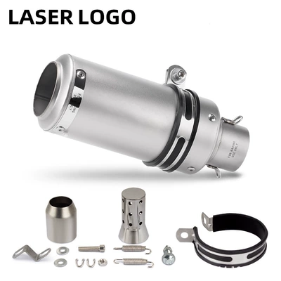 Motorcycle exhaust pipe with Silencer Modified Exhaust - silver-with-strip-51mm