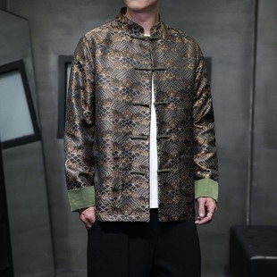 2024 autumn and winter new Chinese style men's retro trend Jacquard plate buckle Tang suit Hanfu jacket jacket men's wholesale