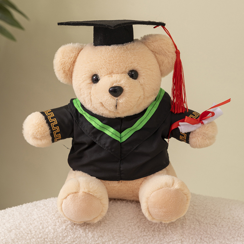 Doctor oso juguetes de peluche maestría uniformes de licenciatura muñecas osos regalos conmemorativos de graduación pueden agregar logotipo escolar
