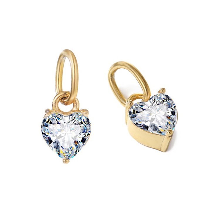 Zircon Inlay Material 1 Piece 316 Stainless Steel  Zircon 14K Gold Plated Heart Shape Pendant