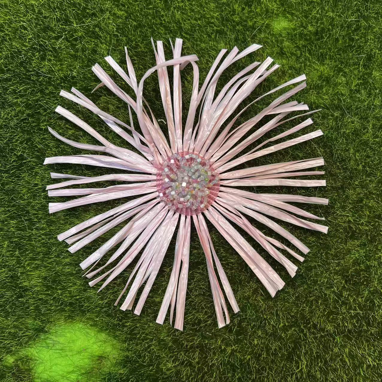 Handmade In-Stock Pp Grass 3D Flower Hat Accessories, Bag Charms, DIY Clothing Accessories, Decorative Flowers