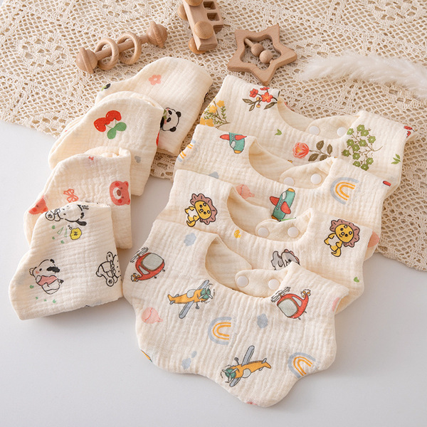 Children's cotton gauze breathable summer eating bib for new born