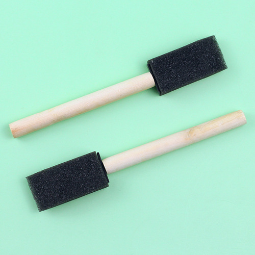 Children's early education DIY graffiti sponge shovel Wooden handle black flat head painting paint sponge brush art supplies