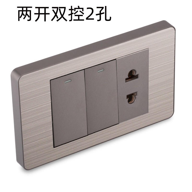 15A panel de metal de acero inoxidable gris dibujado tres agujeros Taiwan fabricado en Estados Unidos enchufe de pared conmutador suministro directo