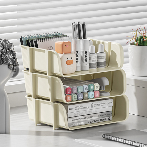 Transparent desktop file storage rack office desk book drawer PET data storage box