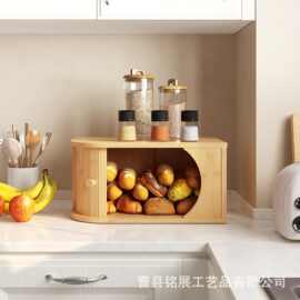 跨境竹制面包箱桌面收纳箱烘焙面包法棍储存箱厨房食品收纳盒