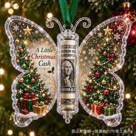跨境Christmas CashSGift Butterfly Ornament 圣诞节现金蝴蝶装