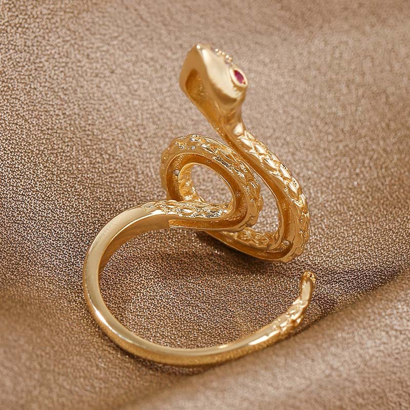 Mode vergoldet Schlange Kupfer eingelegt Zirkonium offenen Ringpicture5