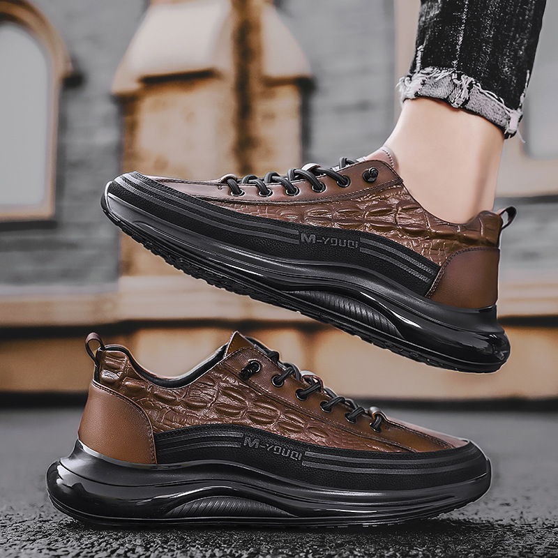 Zapatos de piel de cocodrilo zapatos de otoño para hombres 2024 nuevos zapatos deportivos tendencia zapatos casuales de todo fósforo zapatillas de deporte para hombres