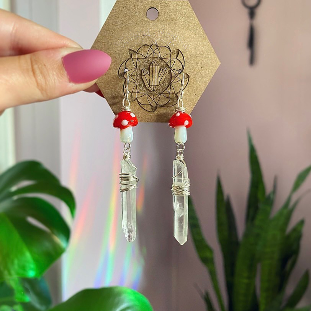 1 Pair Quantity Daily Occasion Bohemian Mushroom Crystal Women's Drop Earrings