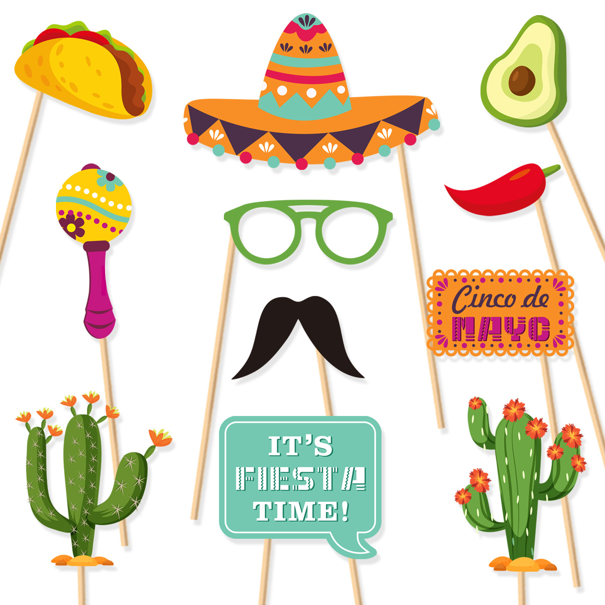 30 conjuntos de torres de carnaval mexicano transfronterizos pueden decorar la fiesta temática para fotografiar accesorios personalizados al por mayor