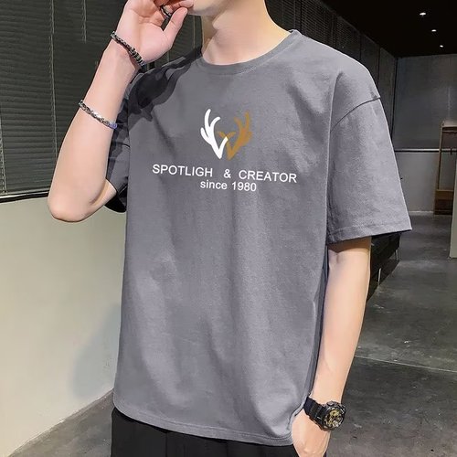 Men's Short Sleeve T-Shirt Summer Trend Brand Ins Hong Kong Style Loose Fit Casual Short Sleeve T-Shirt Top
