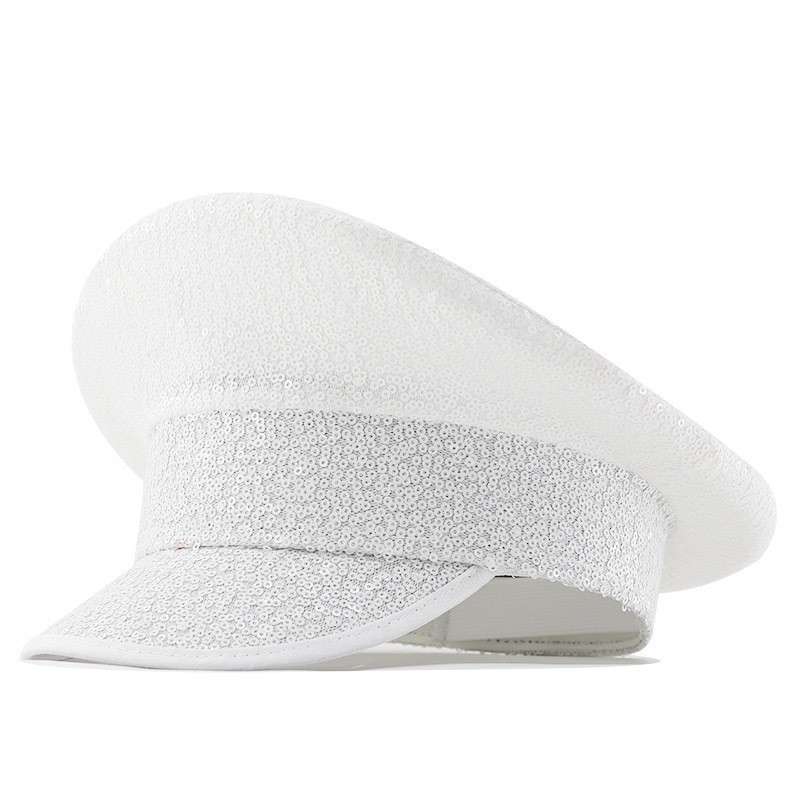 Sombrero azul marino con incrustaciones de diamantes, boina estilo punk, sombrero y2k, sombrero de marinero para mujer con ambiente otoñal e invernal, sombrero dorado para clima frío