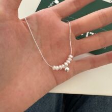 925纯银天然珍珠圆珠项链女简约小众设计甜美气质百搭锁骨链1218A