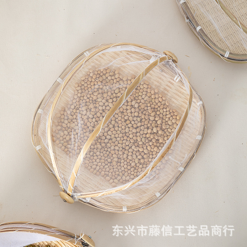 Vietnam bambú tejido cesta de frutas y verduras a prueba de mosquitos Red de hilo cesta de bambú secado granja recogedor hogar tejido al vapor cesta de pan