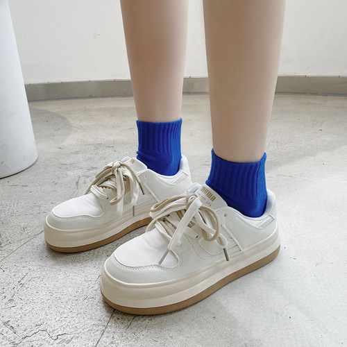 Socks Women's Spring and Summer Thin Short Socks Simple Ins Trendy Odor-Resistant Summer Low-Heeled Men's Sports Solid Color Short Calf Cotton Socks 