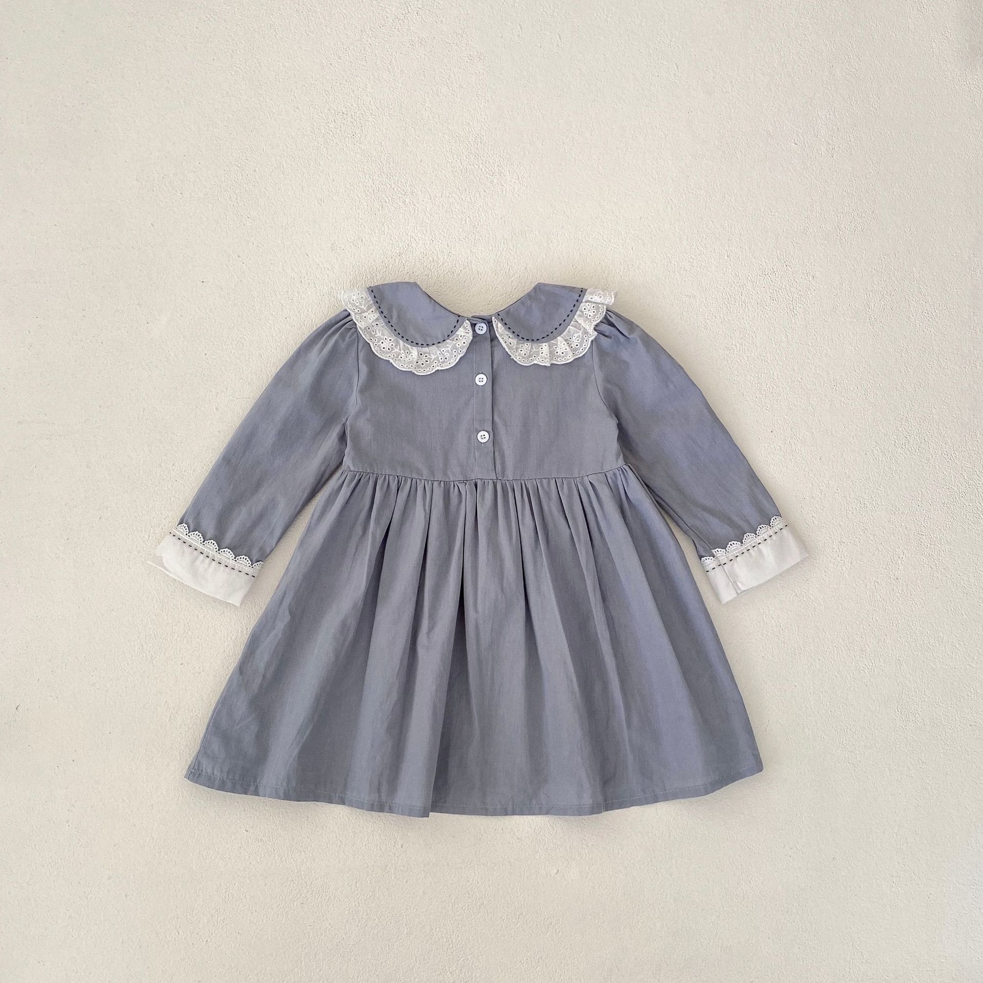 INS 2024 Herbst Baumwolle Klasse A Schwestern Mädchen Baby Spitze Puppe Hals Langarm Furz Gewickelt Romper + Rock_voghion.com