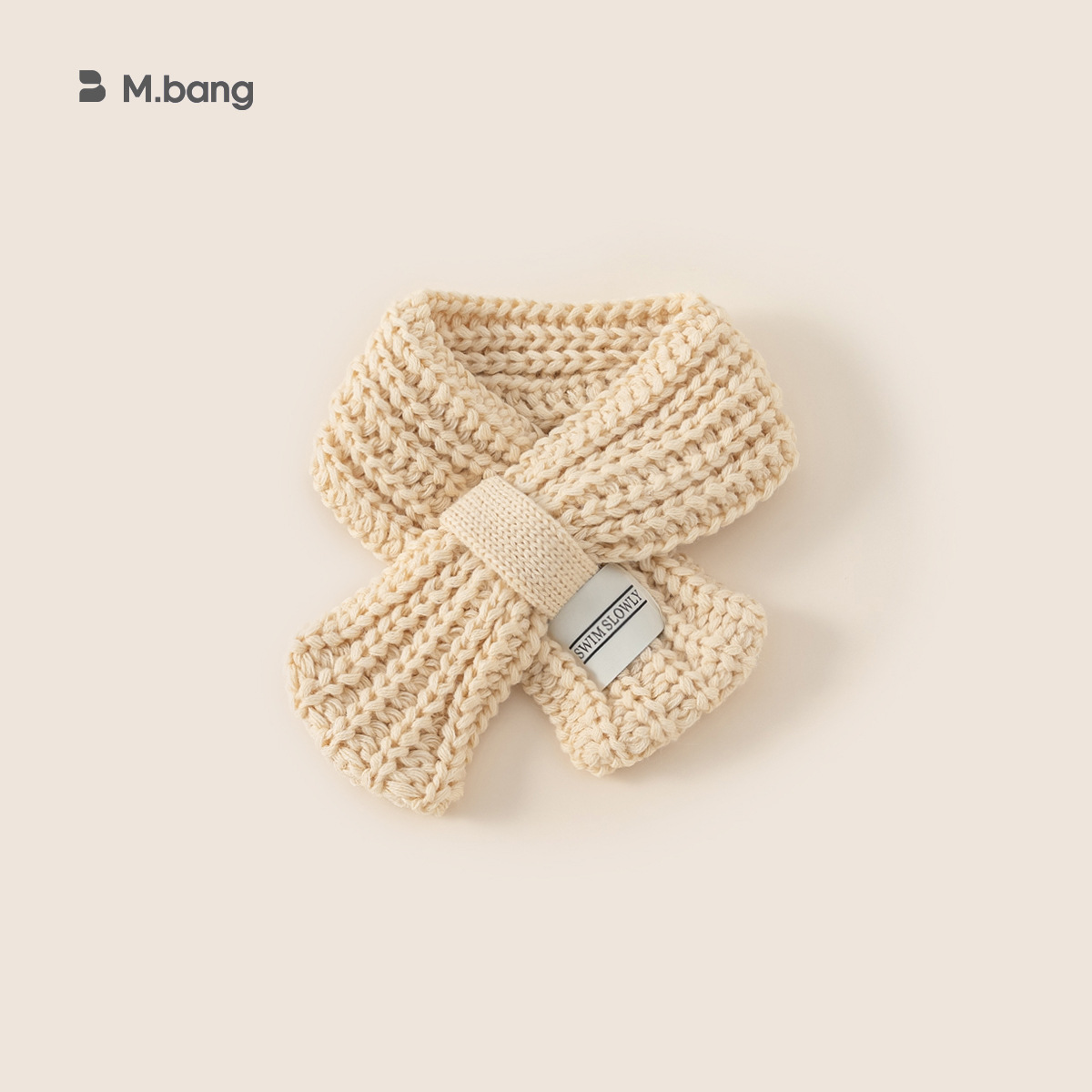 Bufandas para niños de invierno para niños de moda etiqueta de tela de color sólido calentamiento tejido lana cruzada collar