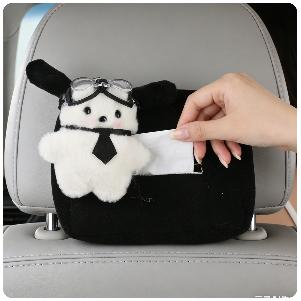 Cartoon muñeca de peluche coche caja de toallas de papel coche tipo colgante lindo perro Pacha bolsa de almacenamiento de decoración interior del automóvil viento fragante