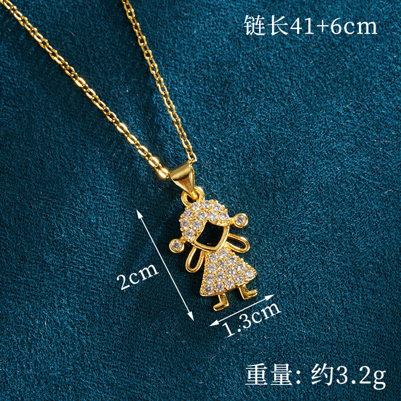 Collar de oro de arena vietnamita, temperamento de moda, diamantes huecos, pendientes de niña feliz, lujo ligero para mujer, joyería de alta gama