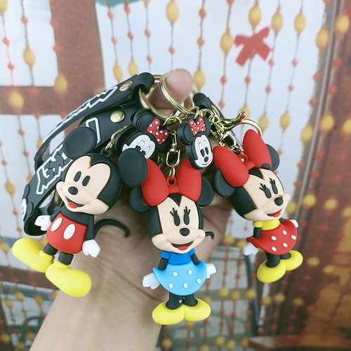 Donald Duckland Mickey Minnie Doll Keychain Pendant Couple School Bag Pendant Mickey Mouse Bag Accessories