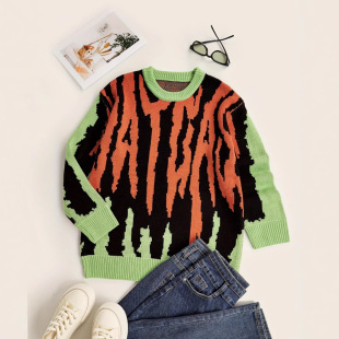 [Big Sale] Cross-Border Export Autumn and Winter Round Neck Contrasting Color Versatile Lazy Style Men's Pullover Knitwear