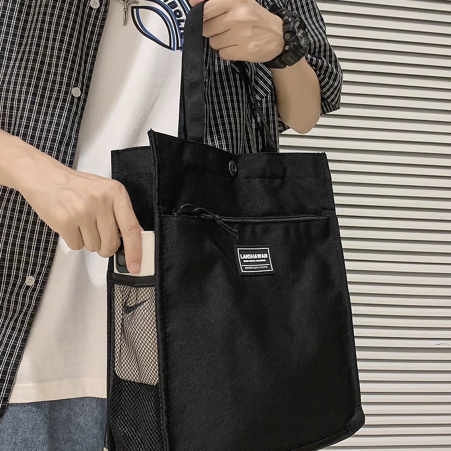 Shopping bag, capacious linen bag, one-shoulder bag for documents, simple and elegant design