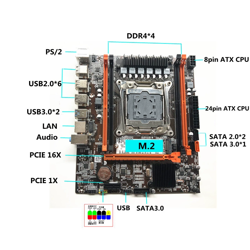 Motherboard X99H LGA2011-3, DDR4×4, M.2 NVMe, USB 3.0 & SATA3 — supports E5 V3/V4