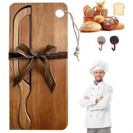 实木面包刀菜板组合菜板厨房面包切割砧板吐司面包一体式面包刀