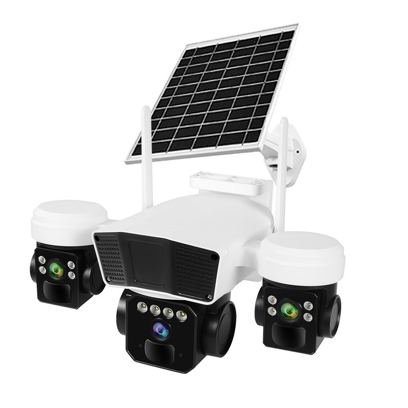 Cámara solar 4G de tres lentes y tres pantallas para exteriores 6MP HD teléfono móvil cámara de vigilancia de visión nocturna remota