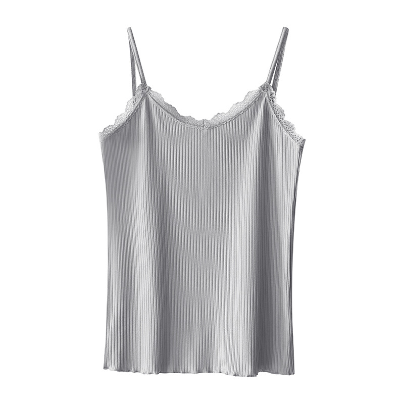 Camisola pequeña para mujer con almohadilla para el pecho en otoño e invierno con una blusa sin mangas modal exterior, camisa de fondo blanca y negra profesional