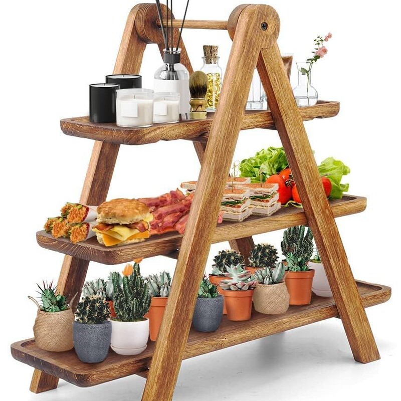 Customized Wooden Three-Tier Tray, Three-Tier Cupcake Stand, Rectangular Serving Plate, Wooden Farmhouse Tray, Tiered Tray Customized Wooden Three-Tier Tray, Three-Tier Cupcake Stand, Rectangular Serving Plate, Wooden Farmhouse Tray, Tiered Tray