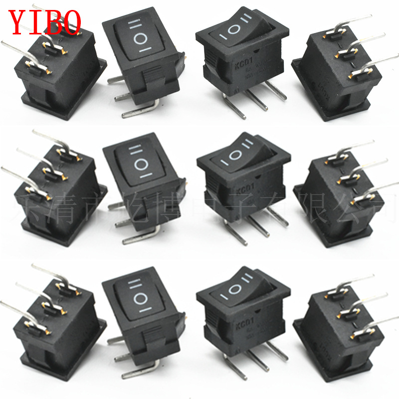 KCD1 3脚3档 平面 弯脚 侧插脚 15*21 船型开关 左弯右弯电源开关