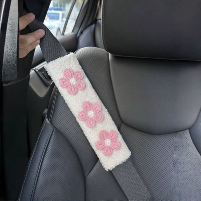 Car Seat Belt Shoulder Cover, Cute Car Seat Belt Anti-Strangle Protection Cover, Universal Style (Seat belt shoulder pad) - pink