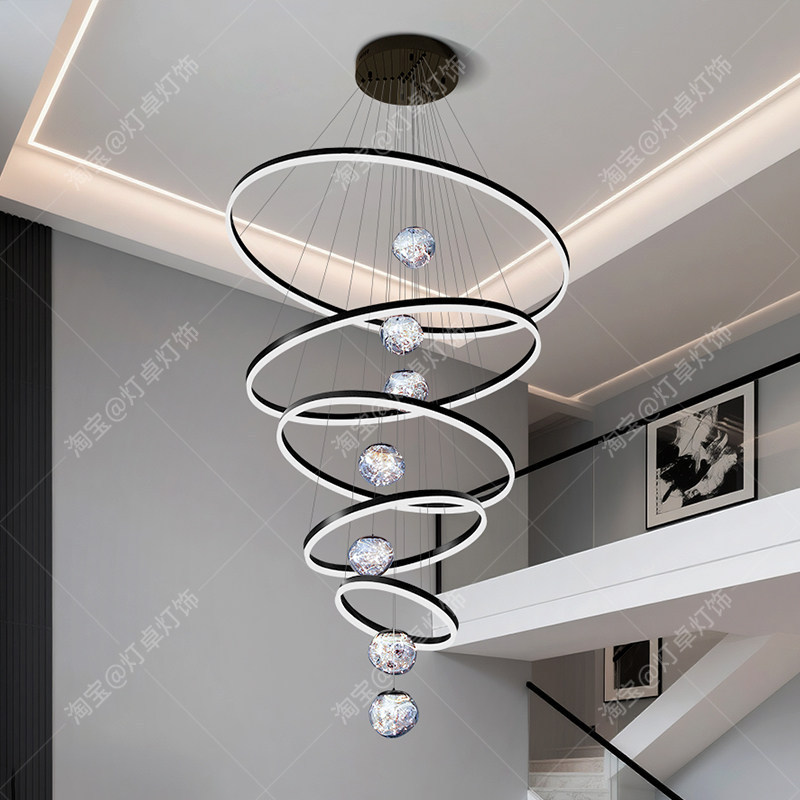 Large Chandelier for Duplexes, Modern Minimalist Loft Apartment, High-Ceiling Living Room, Staircase Light, Villa Living Room, Large Chandelier for High Ceilings