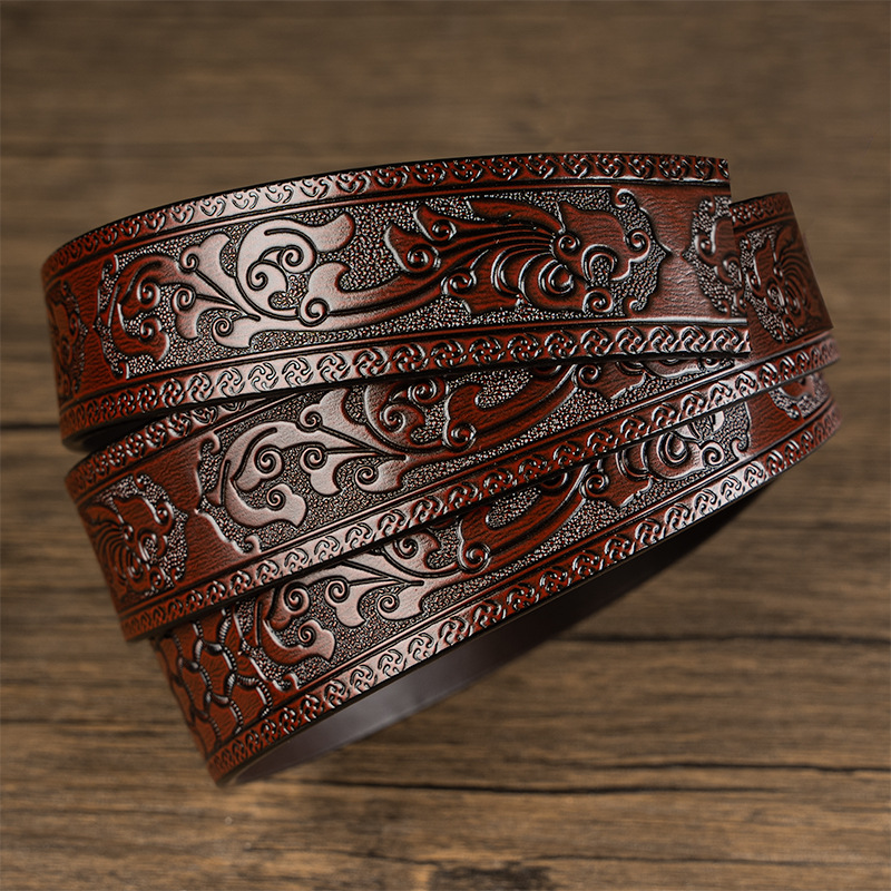 Nuovo modello di erba Tang Domineering intagliato da uomo automatico cintura con fibbia in rame con cintura personalizzata in rilievo a sei artigli di drago di vendita calda_voghion.com