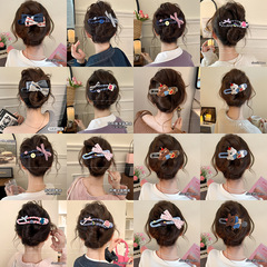 女性用布製蝶結び口クリップヘアピン、後頭部ヘアアーティファクト、大型グリッパークリップ、ワンラインヘアアクセサリー、サメクリップ
