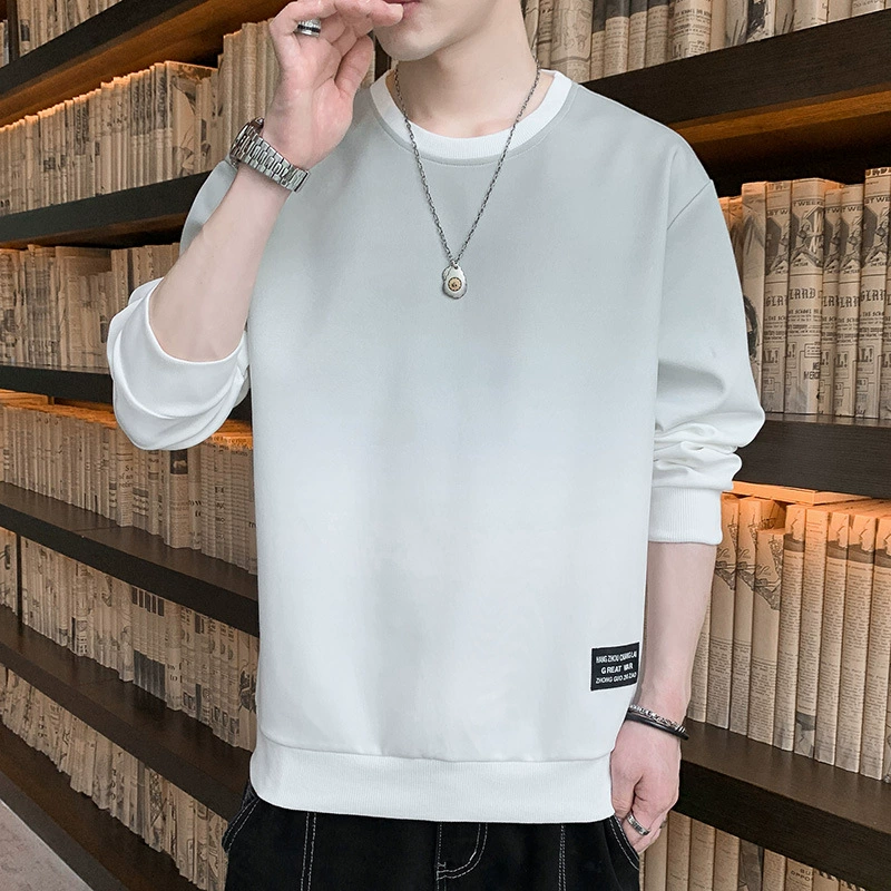 Весенняя и осенняя теплая свитера мужской 2024 новый градиент с круглым вырезом с длинными рукавами мужской тренд дикий модный мужчина