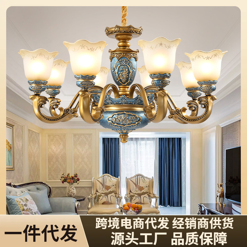 European Style Villa Luxury Atmospheric Chandelier Living Room Lamp High-end Luxury Hotel Room Bedroom Dining Room Lamp Resin Lamps European Style Villa Luxury Atmospheric Chandelier Living Room Lamp High-end Luxury Hotel Room Bedroom Dining Room Lamp Resin Lamps
