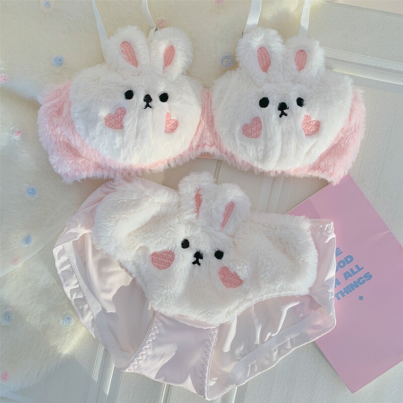 Autumn and Winter Girls' Intimates, Furry, Sexy, Sweet Girls, Cute, Cold-Proof and Warm, No Rims, Rabbit Bra Set Autumn and Winter Girls' Intimates, Furry, Sexy, Sweet Girls, Cute, Cold-Proof and Warm, No Rims, Rabbit Bra Set