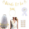 Set contains rose, golden bride's veil, headband, straps, tattoo stickers, 4 piece set
